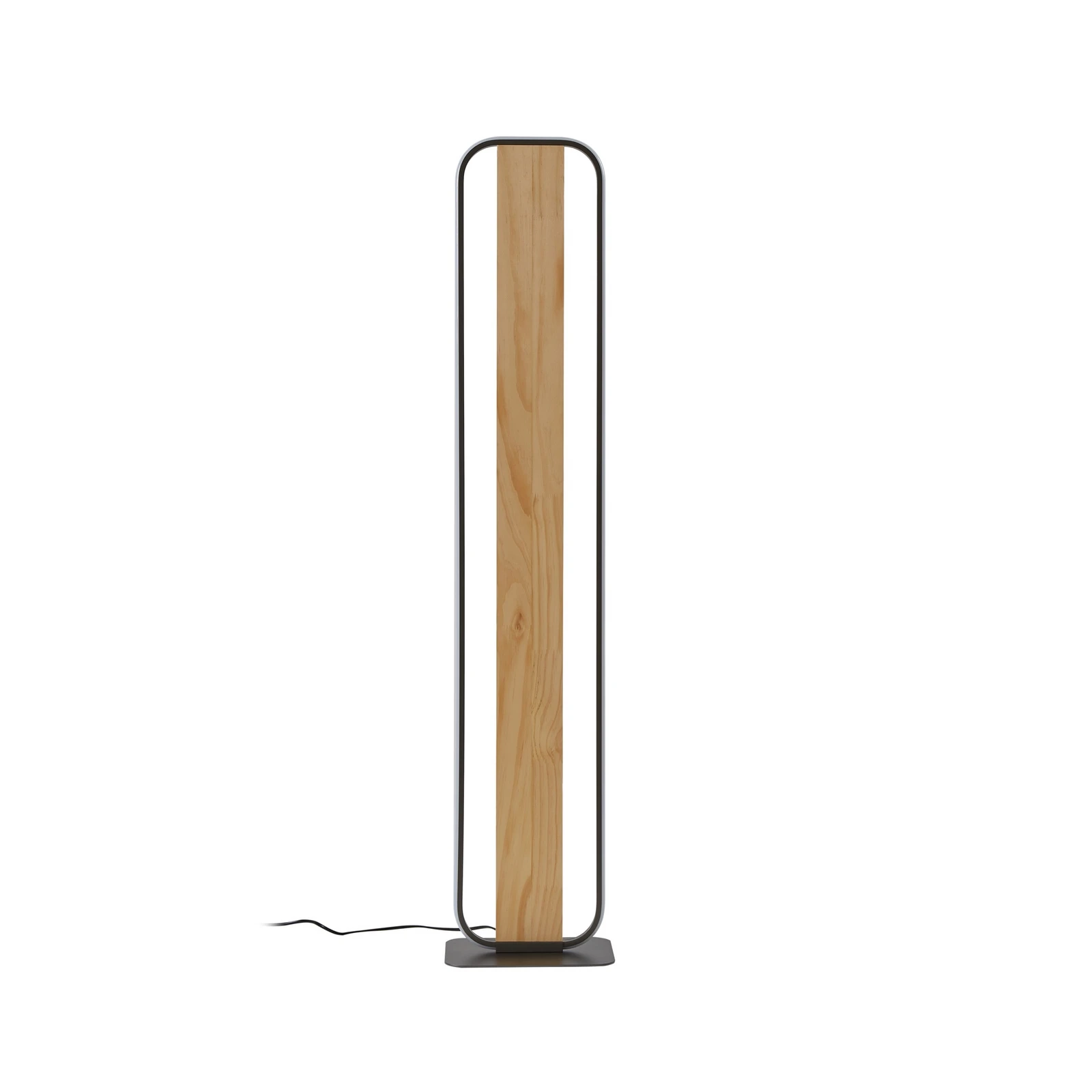 Lindby LED állólámpa Romilda, szürke, fa, magasság 122 cm