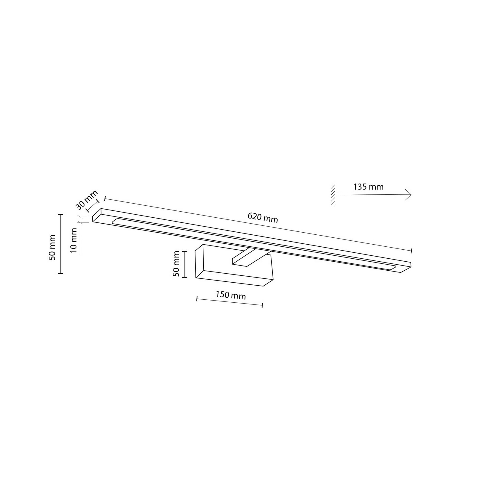 Галерия LED стенна лампа, цвят хром, метал ширина 62 cm IP44