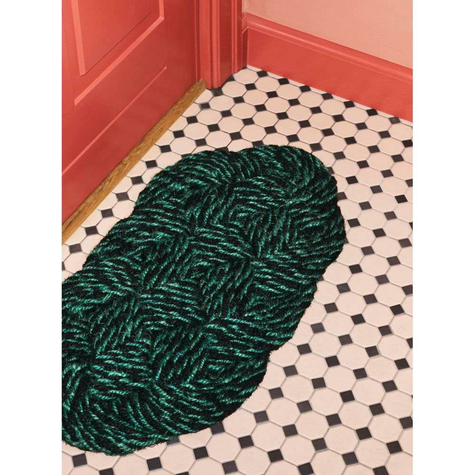 Coco Swirl Ajtószőnyeg Green/Black - Hay