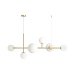 Joel hanglamp, messing/wit, 6-lamps - ALDEX