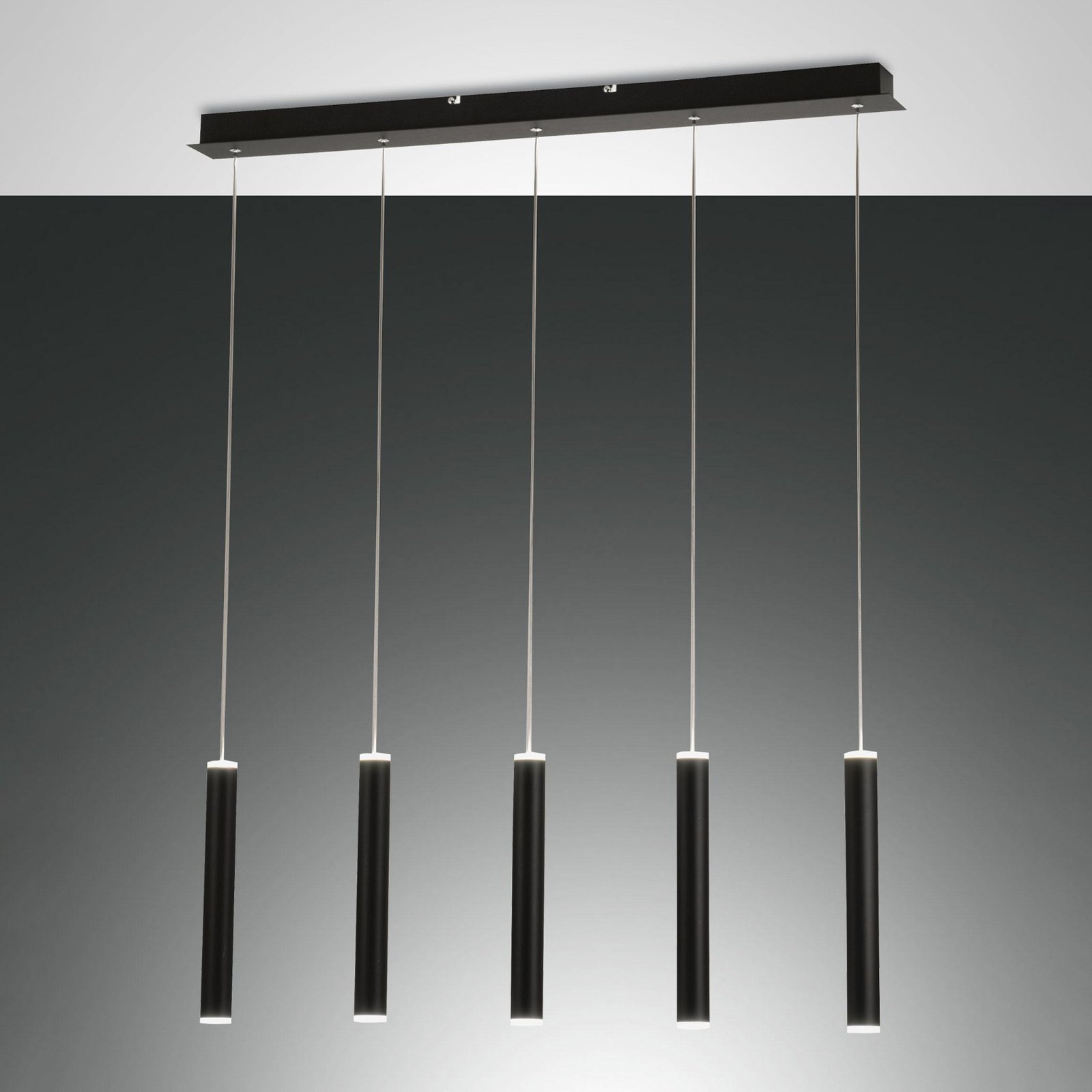 LED-Hängeleuchte Prado, schwarz, 5-flammig, linear, dimmbar