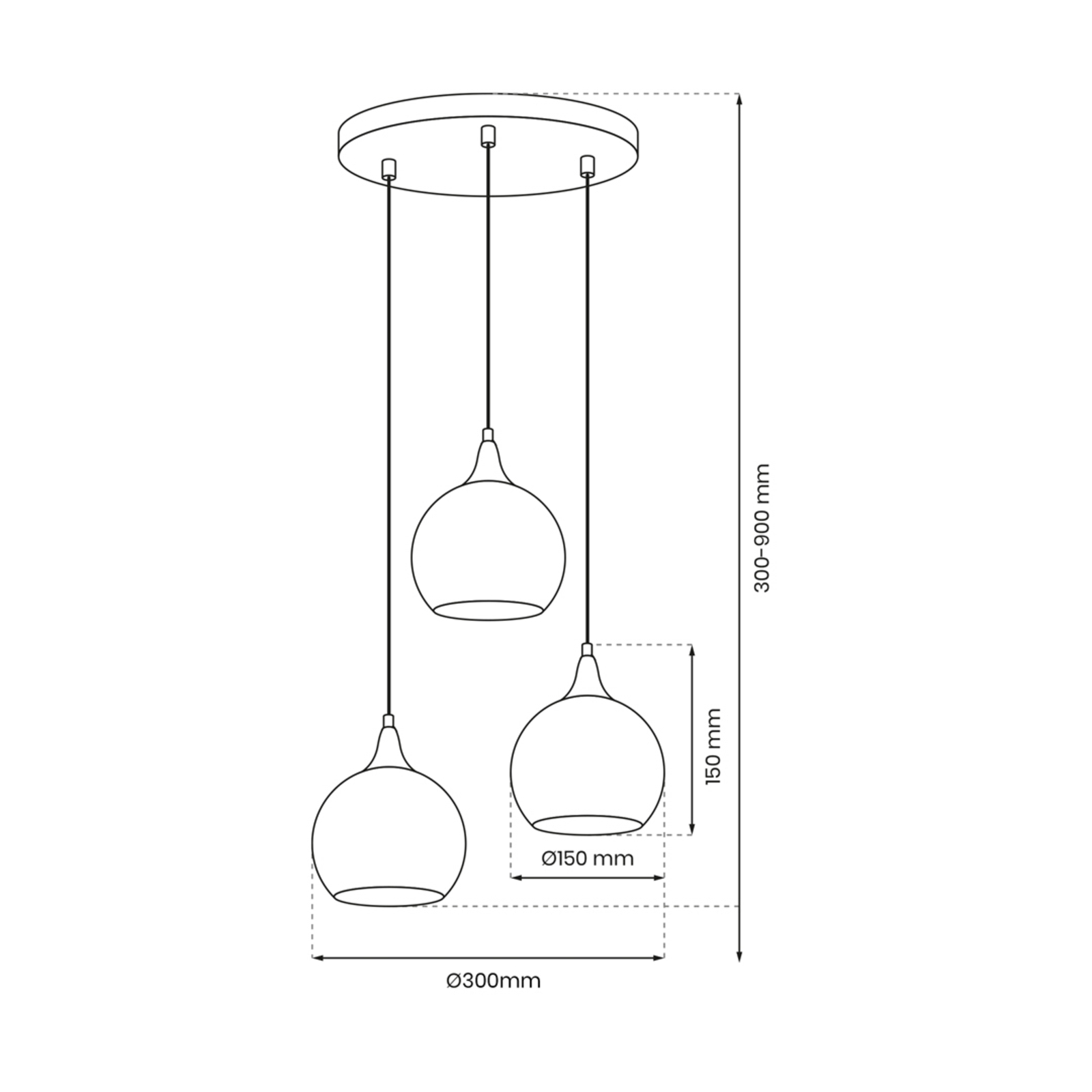 Hanglamp Monte, 3-lamps, rondel, zilver