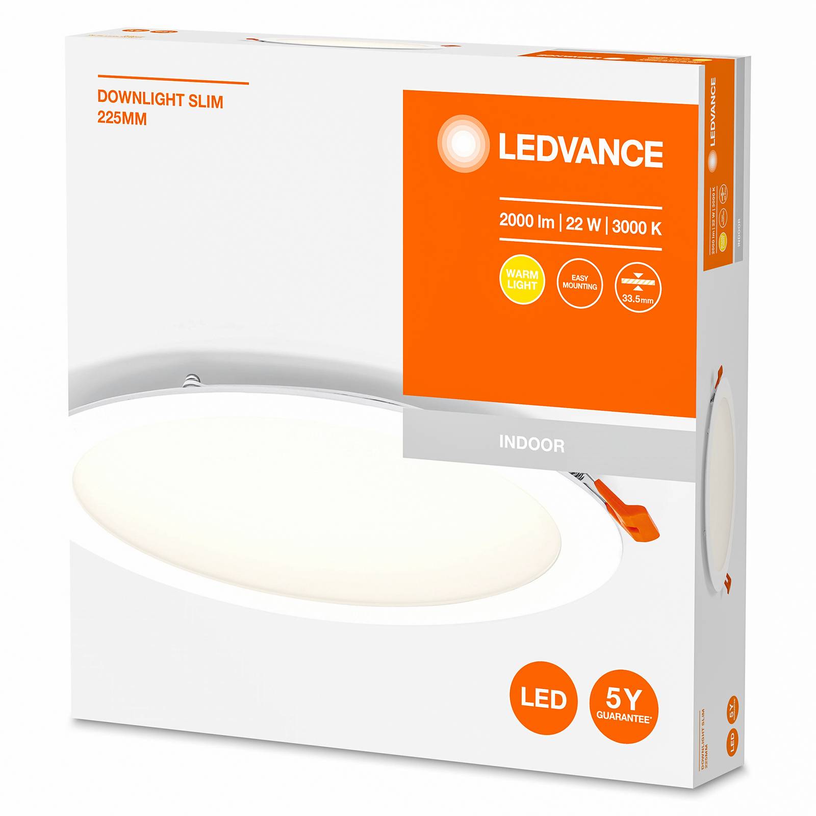LEDVANCE Recess Slim LED-Einbaulampe Ø22cm 3000K
