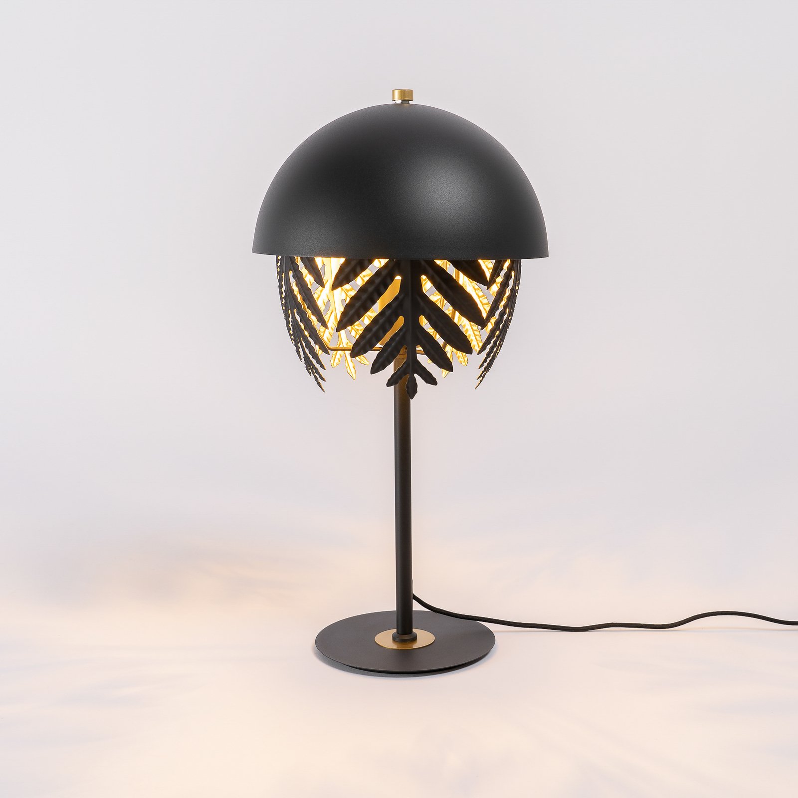 Lucande Aparas table lamp leaf look, black-gold