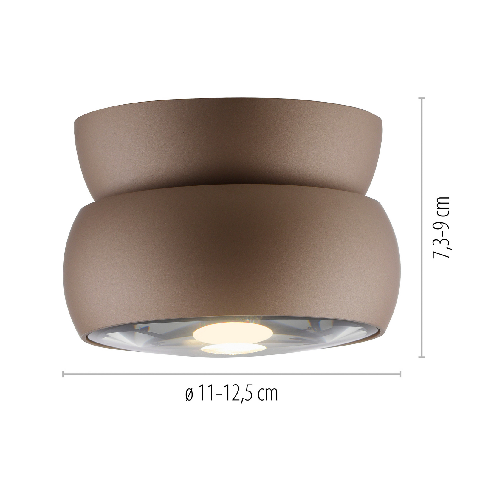 PURE LED тавански спот Move, Ø 12 cm, бронзов цвят, метал/стъкло