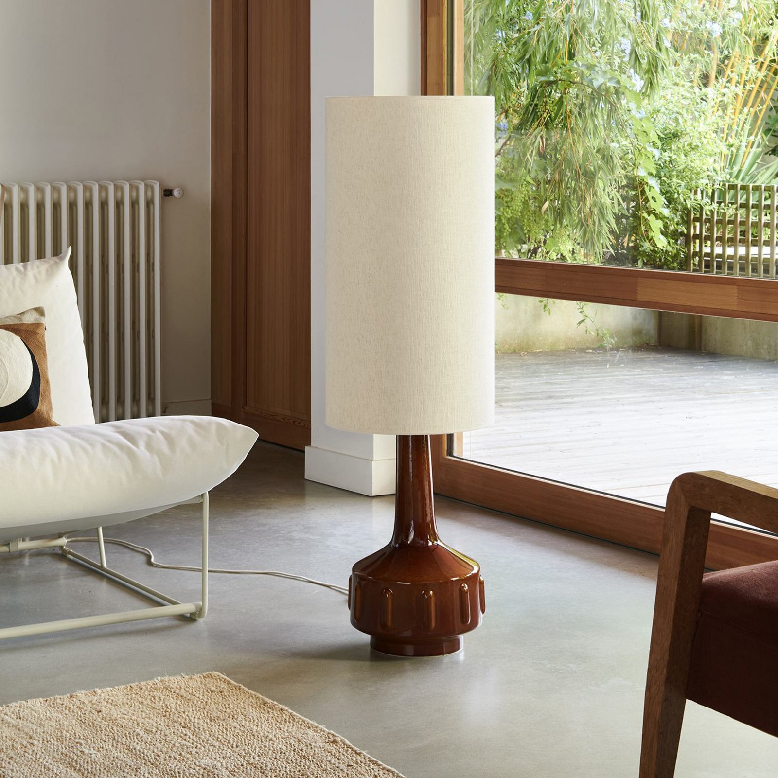 MARKET SET Stojacia lampa Jimmy, výška 121 cm, keramika/textil
