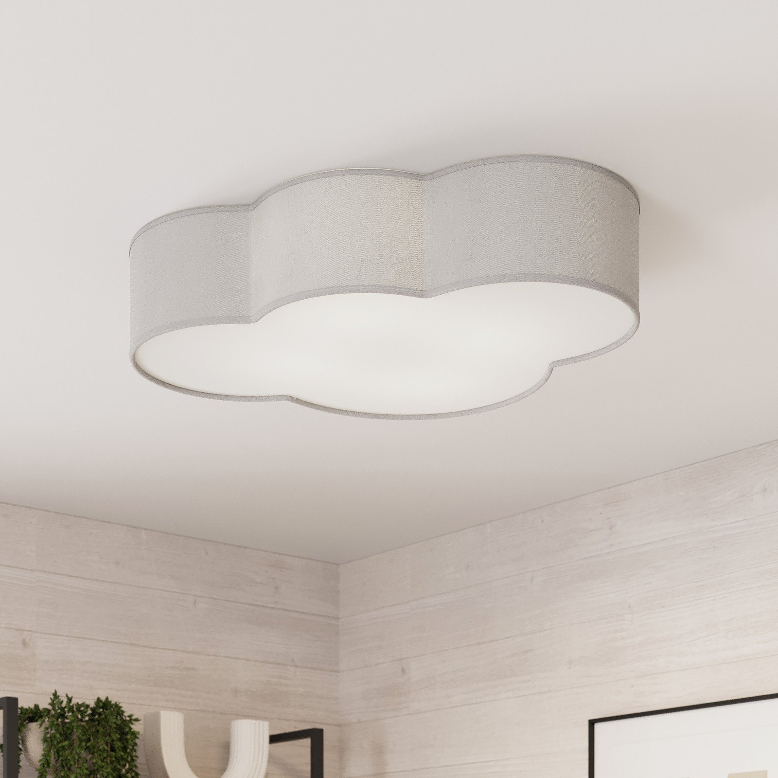 TK Lighting Plachetă plafonieră Cloud din material textil lungime 62 cm gri - Camera de zi / sufragerie - Viața tânără - Țesătură / Textil