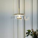 Nuura LED-pendel Blossi 1, gull/klar, Ø 23 cm, glass