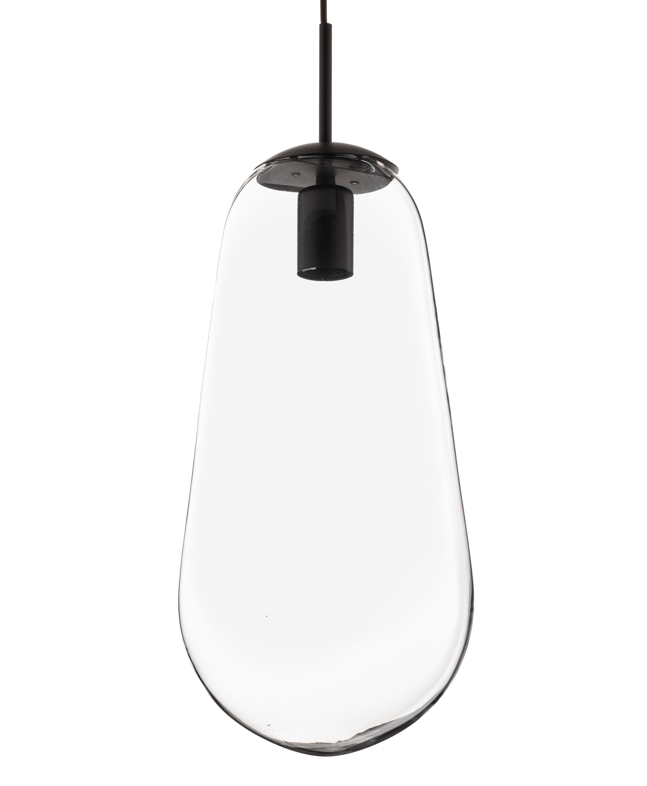 Pear L pendant light with glass shade, black