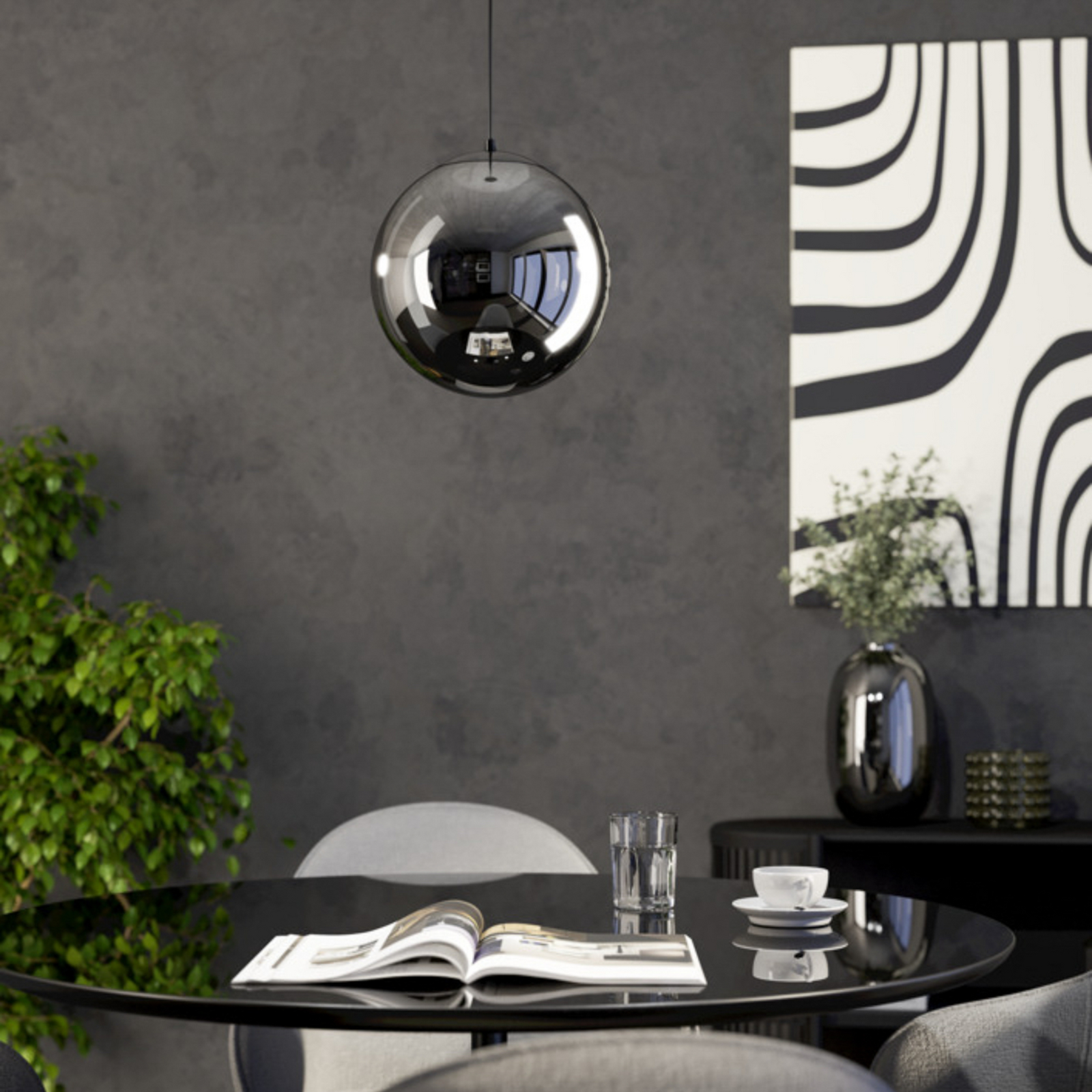 Stars of Light LED hanglamp ANORIAS, zwart, Ø 25 cm, CCT