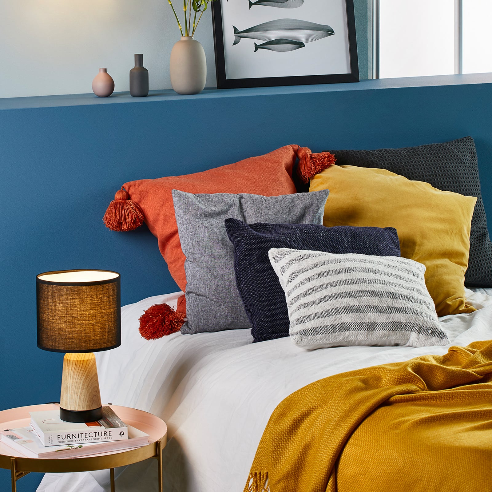 Lampada da tavolo Baltik nera/legno chiaro, altezza 33 cm - COREP SAS