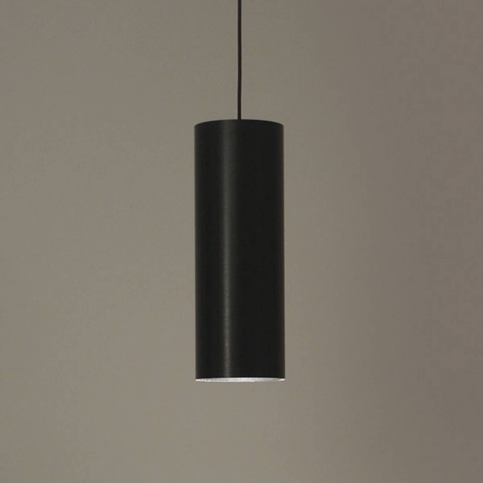 Karboxx Designer pendant light Tube 40, for Living / Dining Room, carbon fibre, metal, E27, 100 W, energy efficiency: A++, H: 40 cm