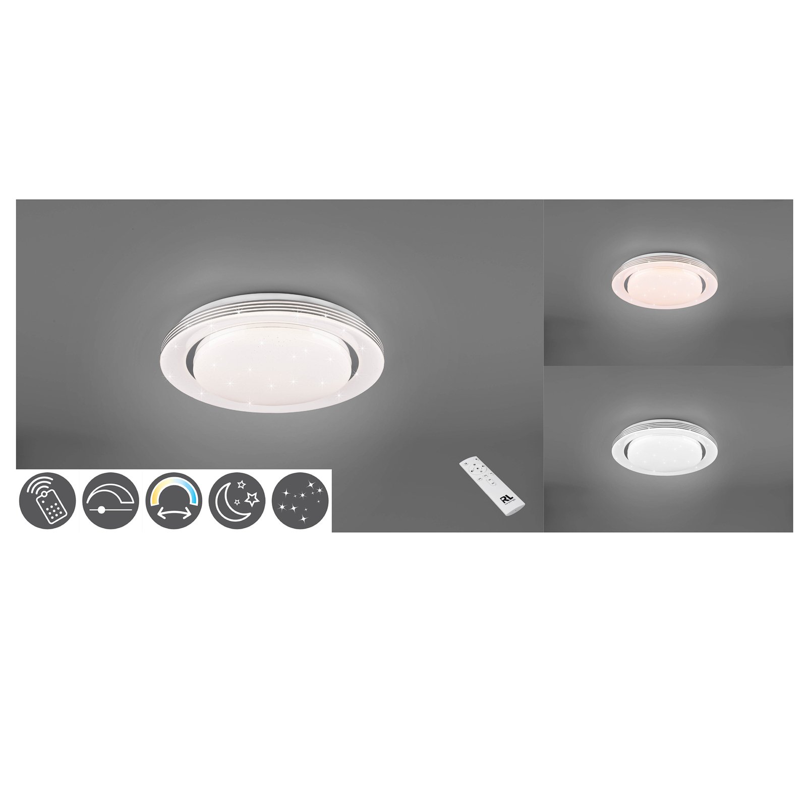 Plafonnier LED Atria, Ø 27 cm, blanc, plastique, CCT