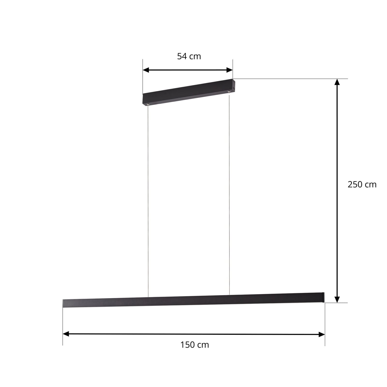Żyrandol LED Lucande Mylosh, czarna, 150 cm, CCT, ściemniany Żyrandol LED Lucande Mylosh, czarna, 150 cm, CCT, ściemniany