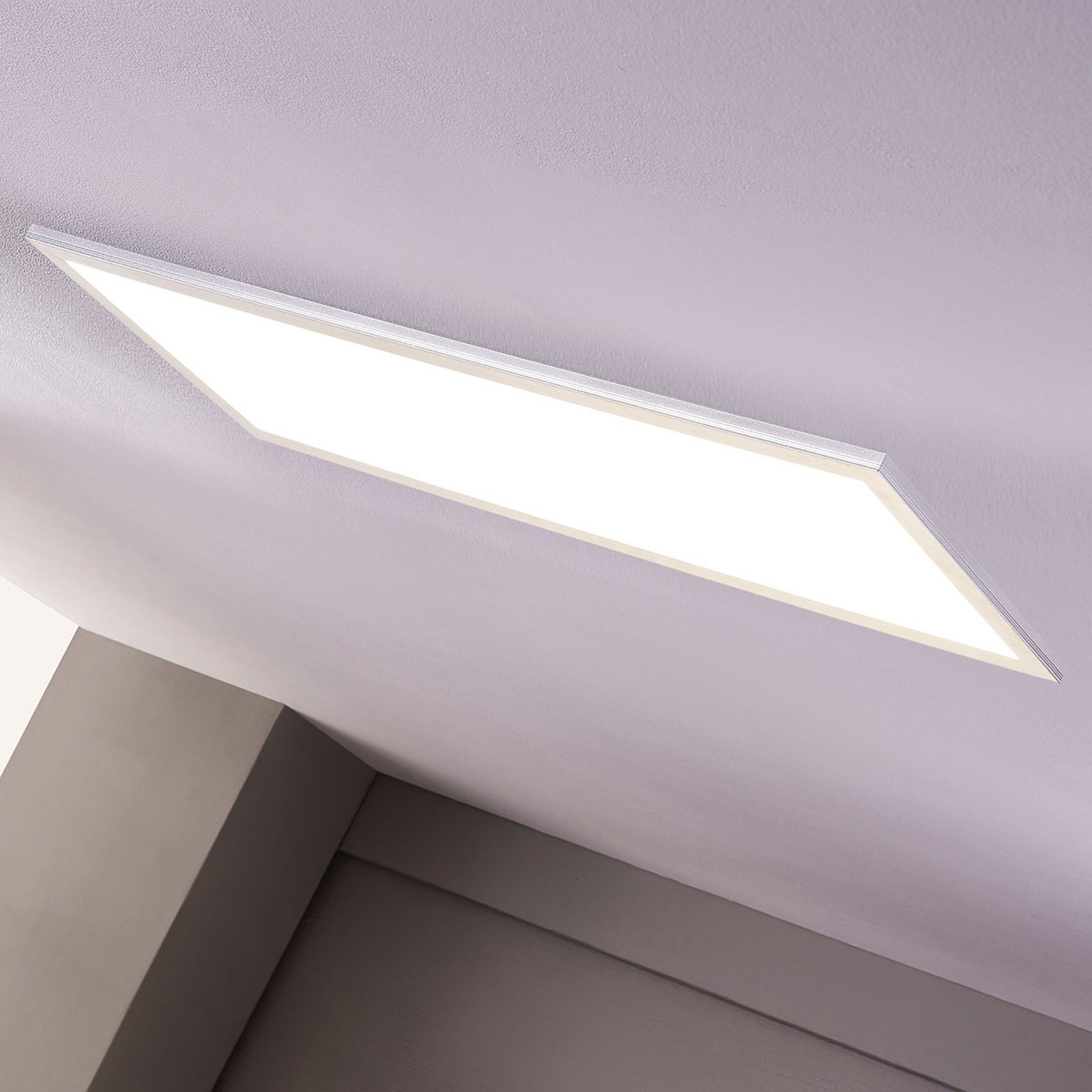Lindby LED-Panel Livel, 2er-Set, 4.000 K, 80 x 30 cm, silber