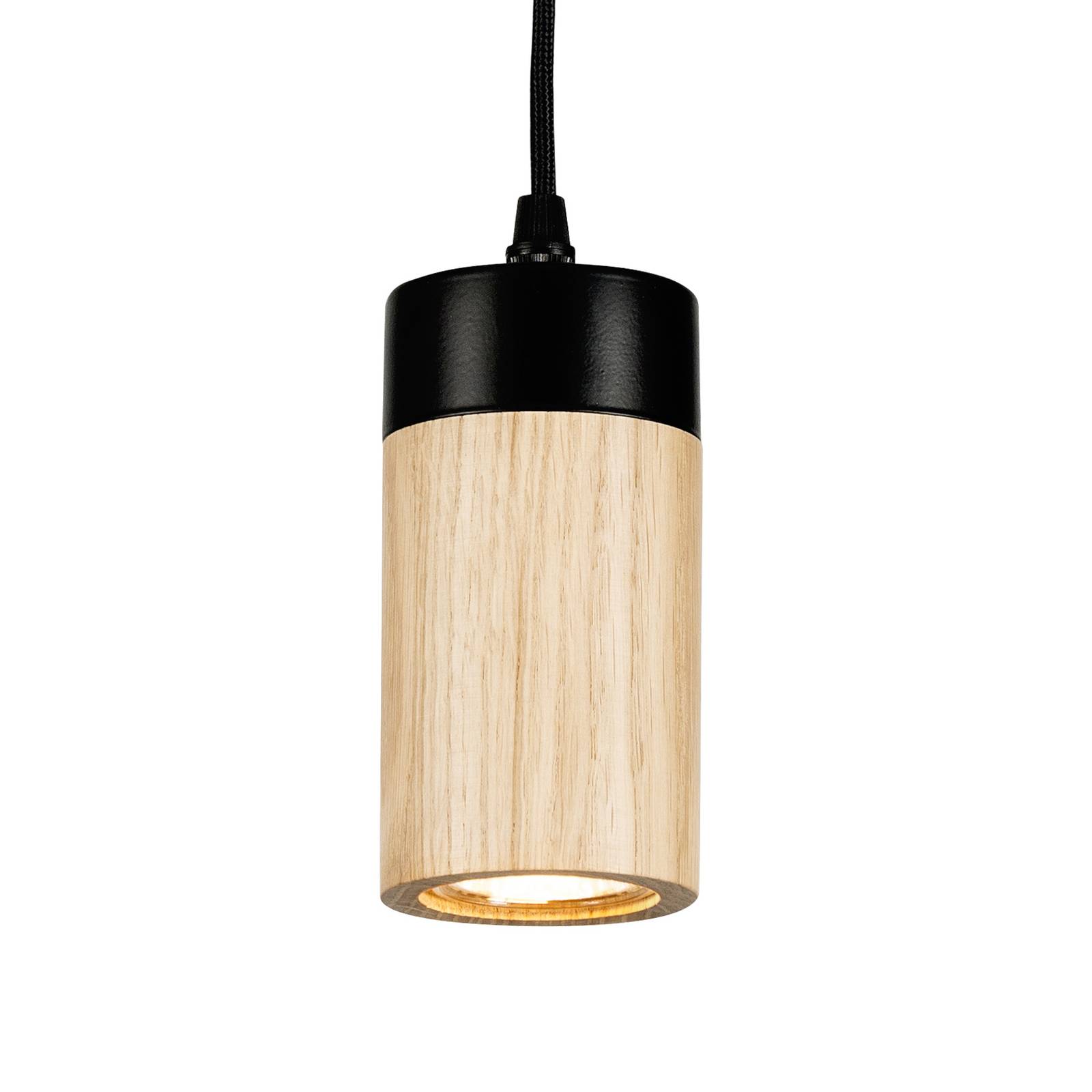 Envostar Envolight Plain pendant light, one-bulb, for Living / Dining Room, metal, fabric, oiled oak, GU10, 5 W, H: 14 cm