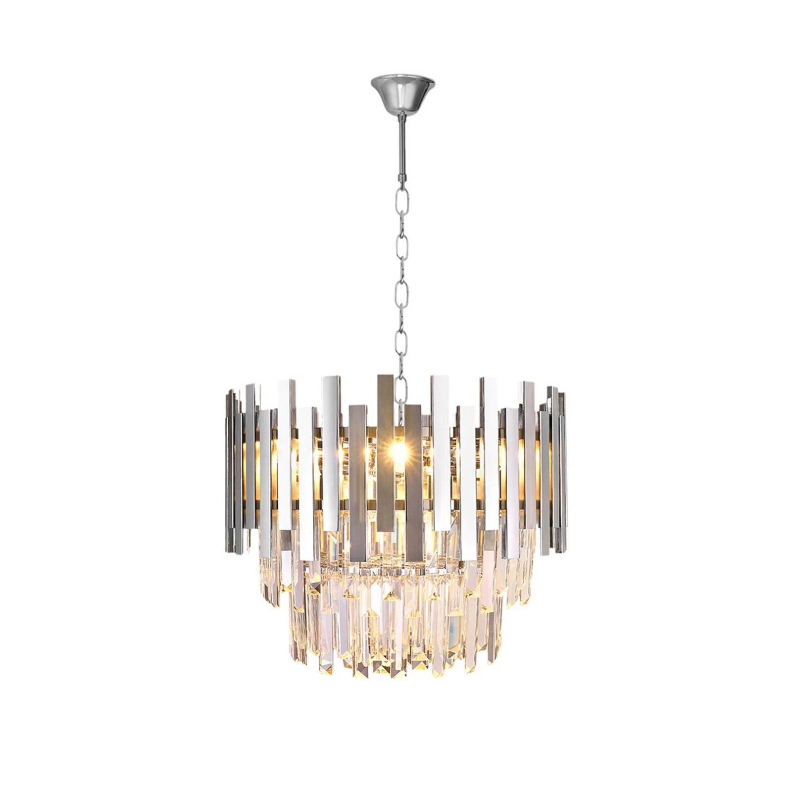 Lampă suspendată Aspen metal cromat cristale de sticlă înălțime 30 cm