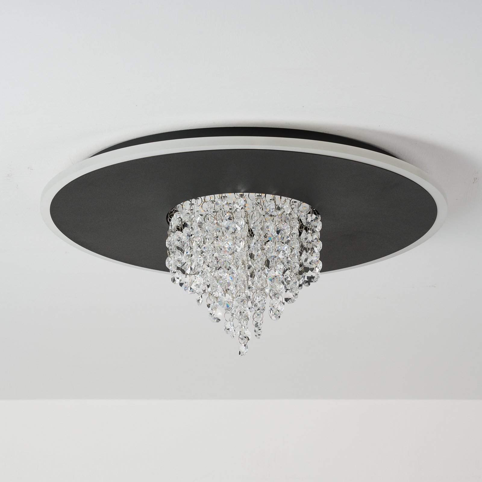 LED-Deckenleuchte Deluge, schwarz, Ø 32 cm, Metall/Acryl