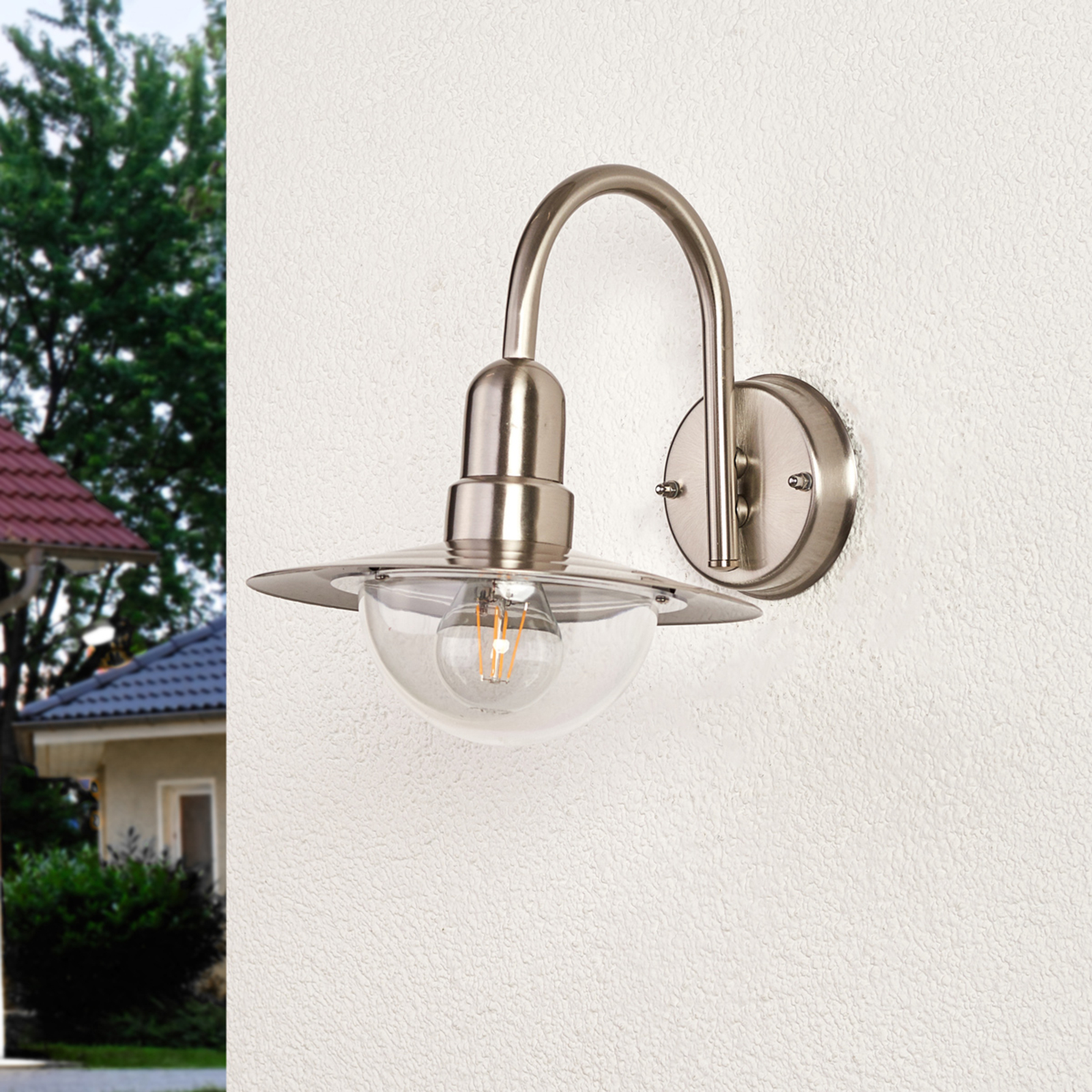 Classic LED outdoor wall light Fedra in steel