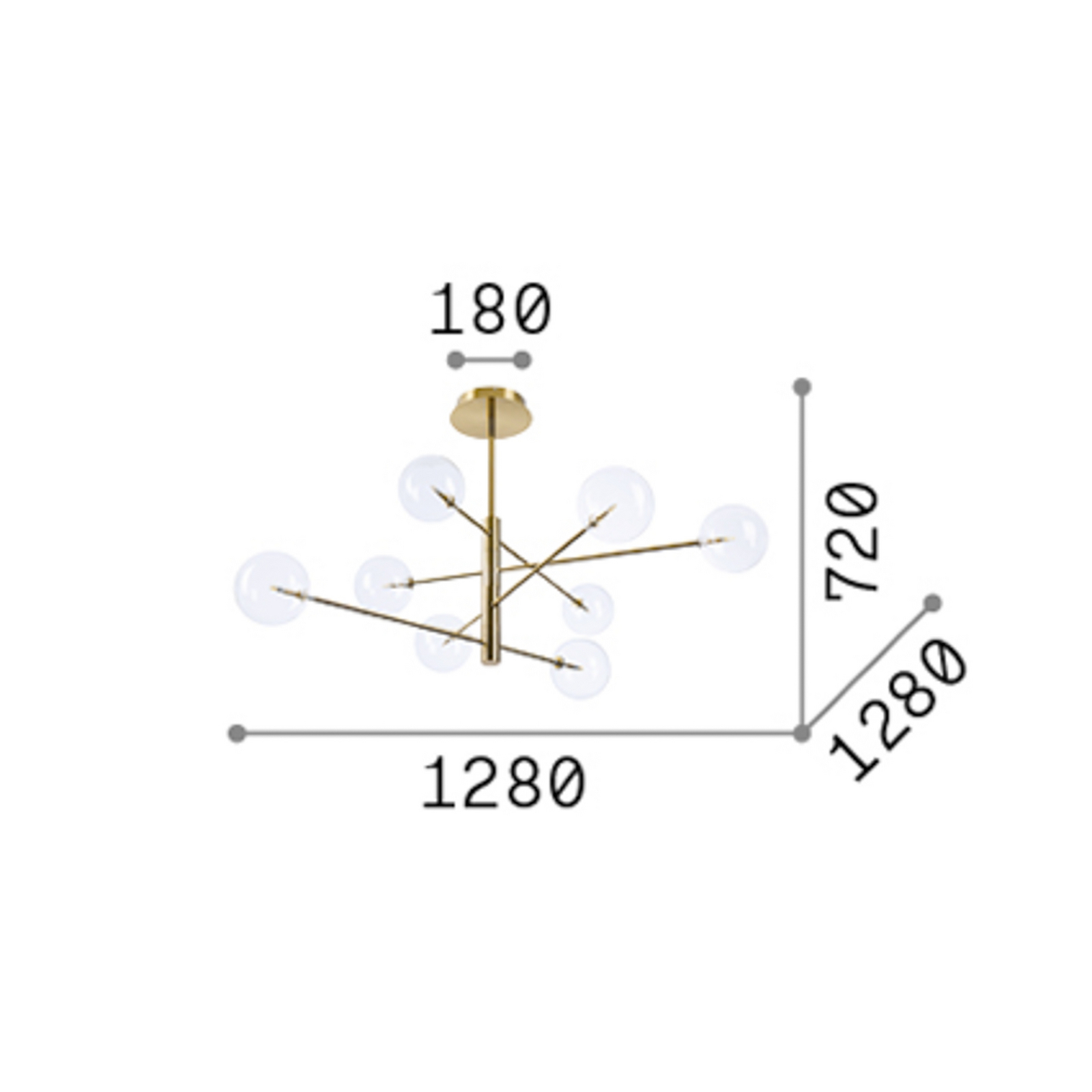 Suspension IDEAL LUX Equinoxe, chrome/transparent, à 8 lampes Suspension IDEAL LUX Equinoxe, chrome/transparent, à 8 lampes