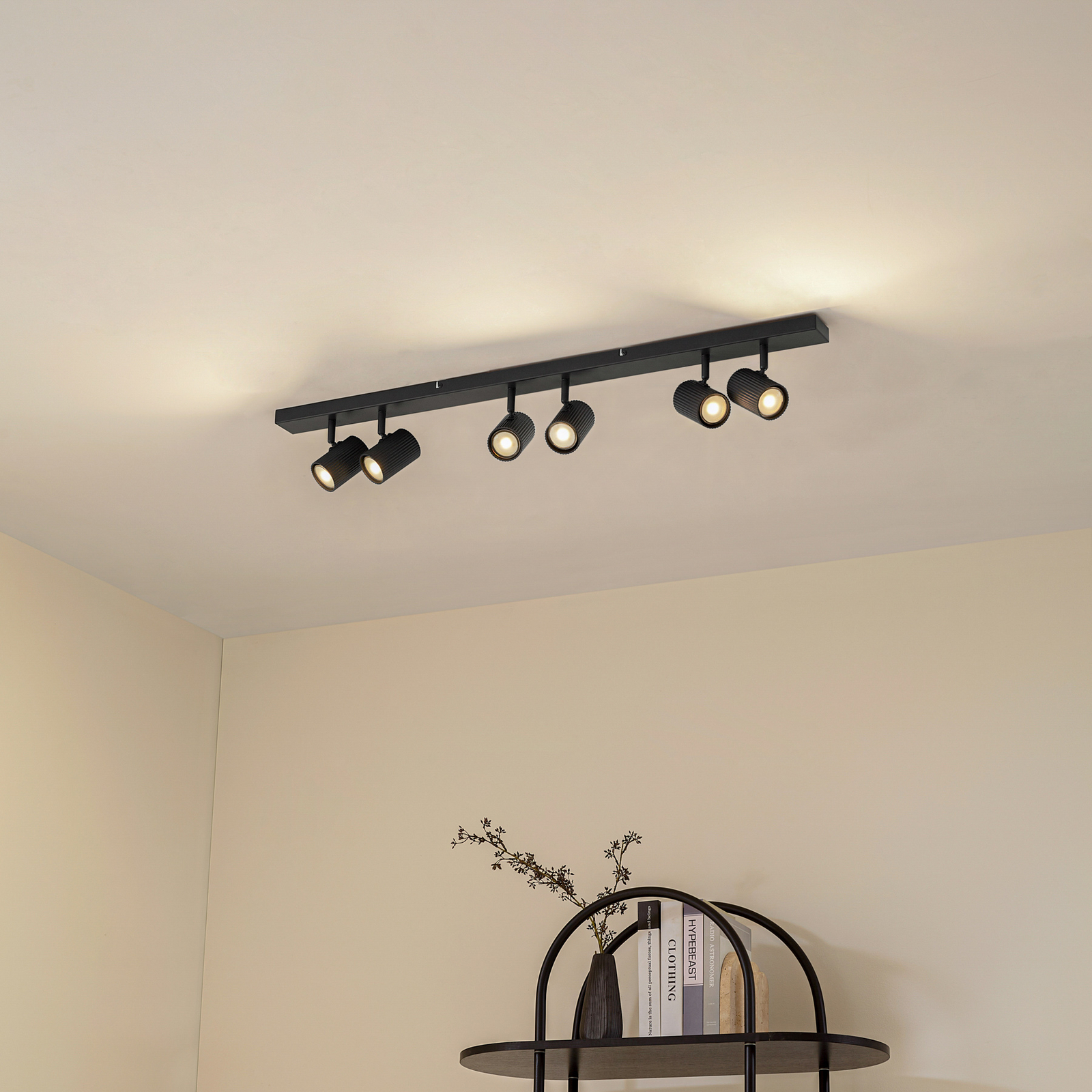 Lindby wandlamp Kardis, donkergrijs, 6-lamps, metaal, GU10