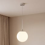 Bernike hanging light, white/chrome, glass, Ø 30 cm
