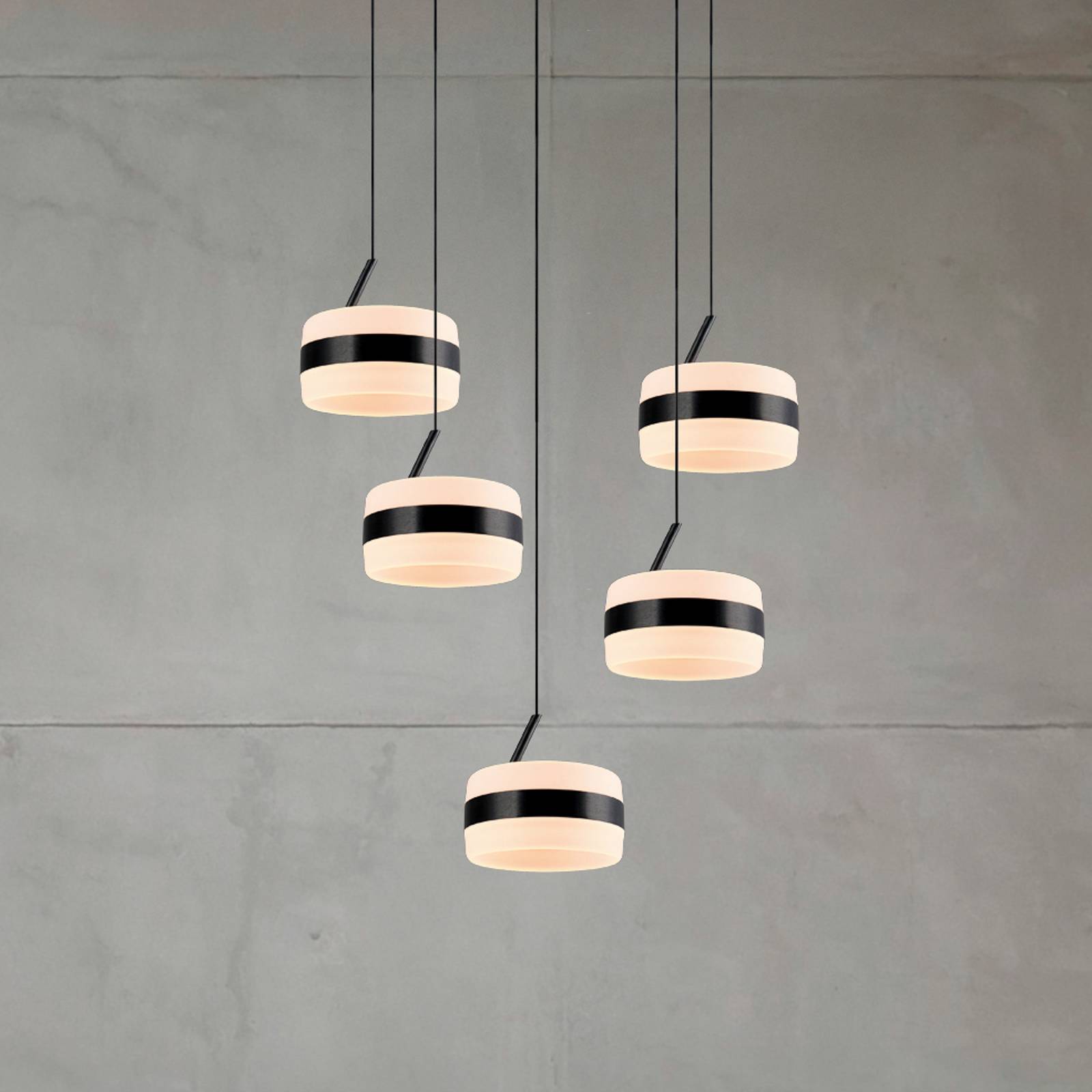 LED-Pendellampe Dios, schwarz, Ø 45 cm, CCT, 5-flg. günstig online kaufen