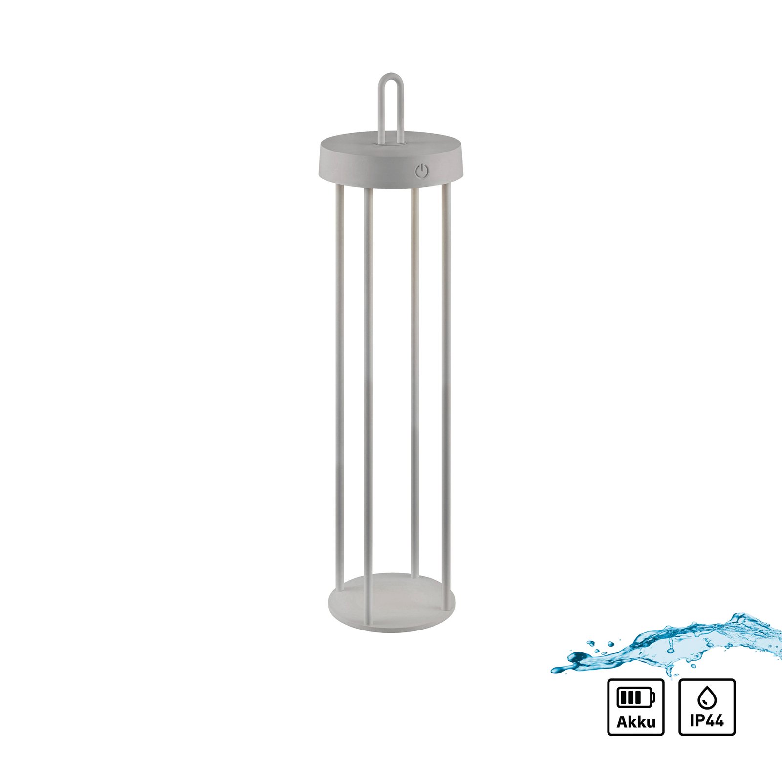 JUST LIGHT. LED-Akku-Tischlampe Anselm grau-beige 50cm Eisen