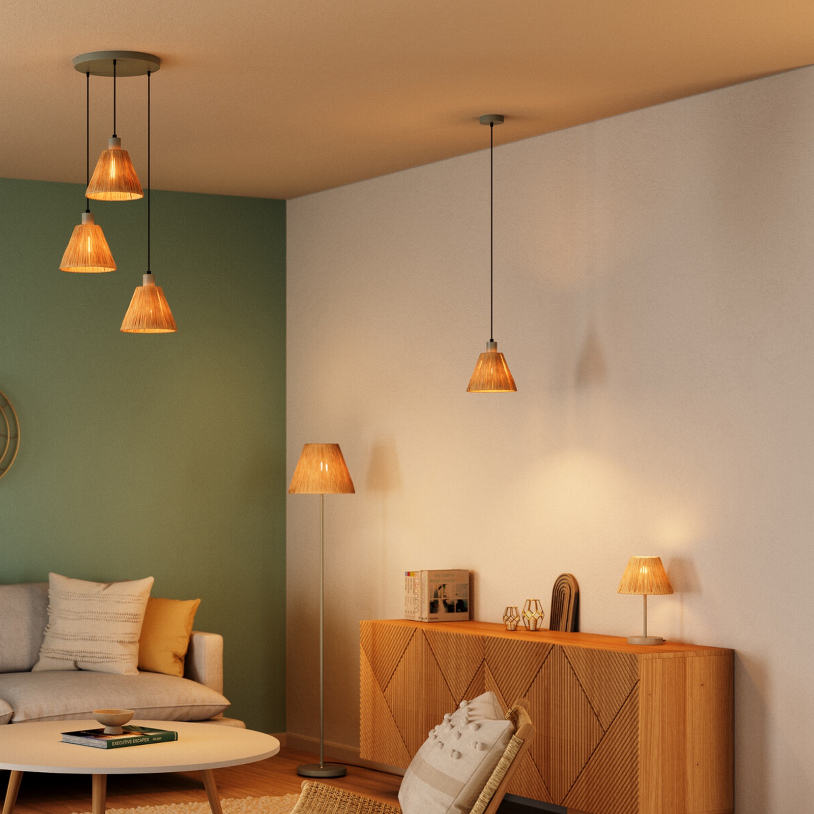 Lampada a sospensione OSRAM Decor Raffia, a 1 luce, rafia, colore naturale