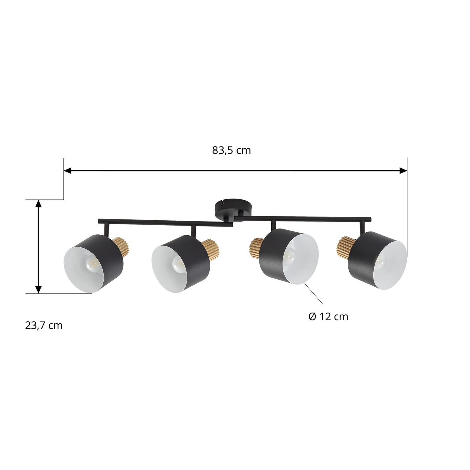 Lenja ceiling spotlight, E14, black and white, 4-bulb, metal - Lindby Lenja ceiling spotlight, E14, black and white, 4-bulb, metal - Lindby