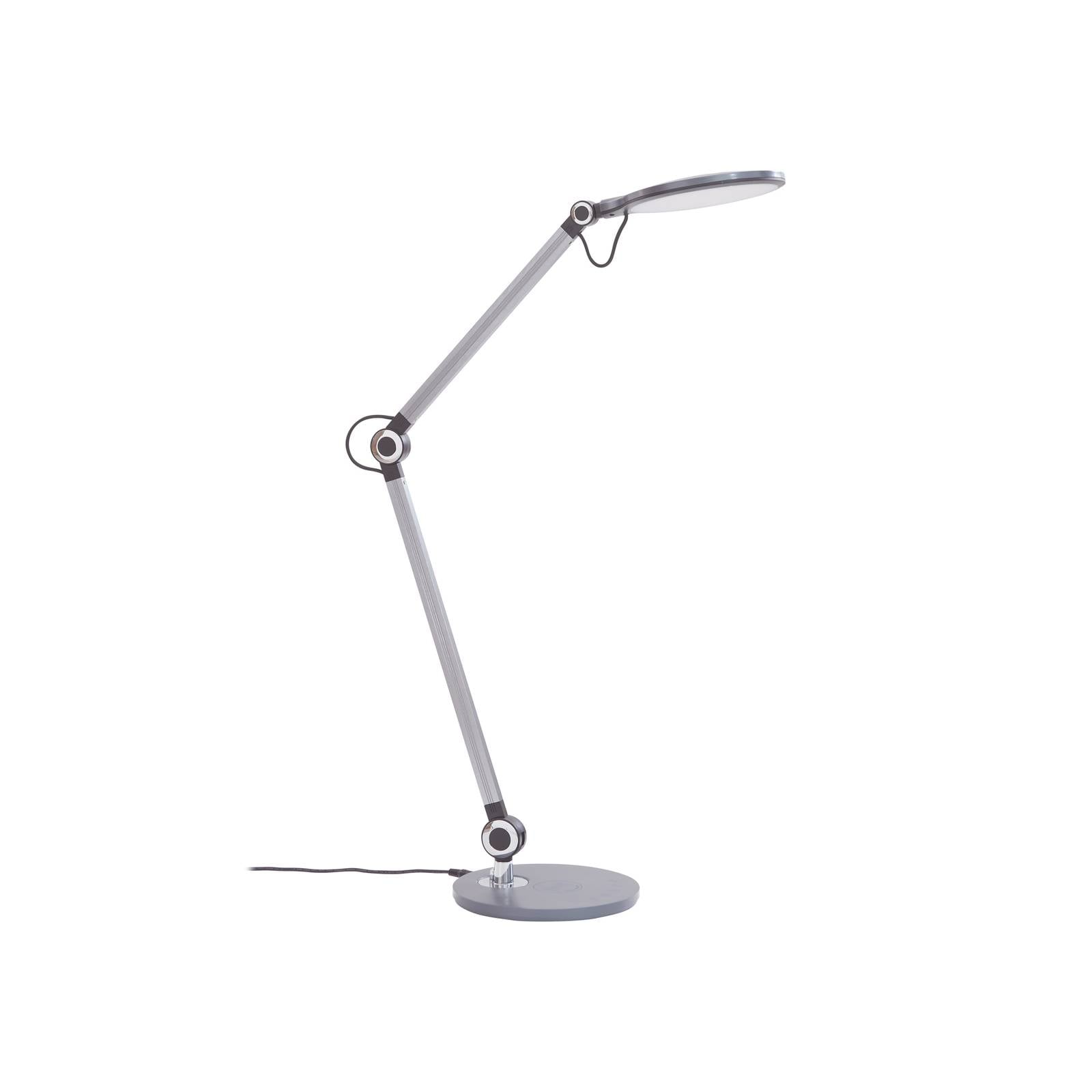 Lindby LED-Tischleuchte Nyxaris, grau, Metall, CCT, 50 cm