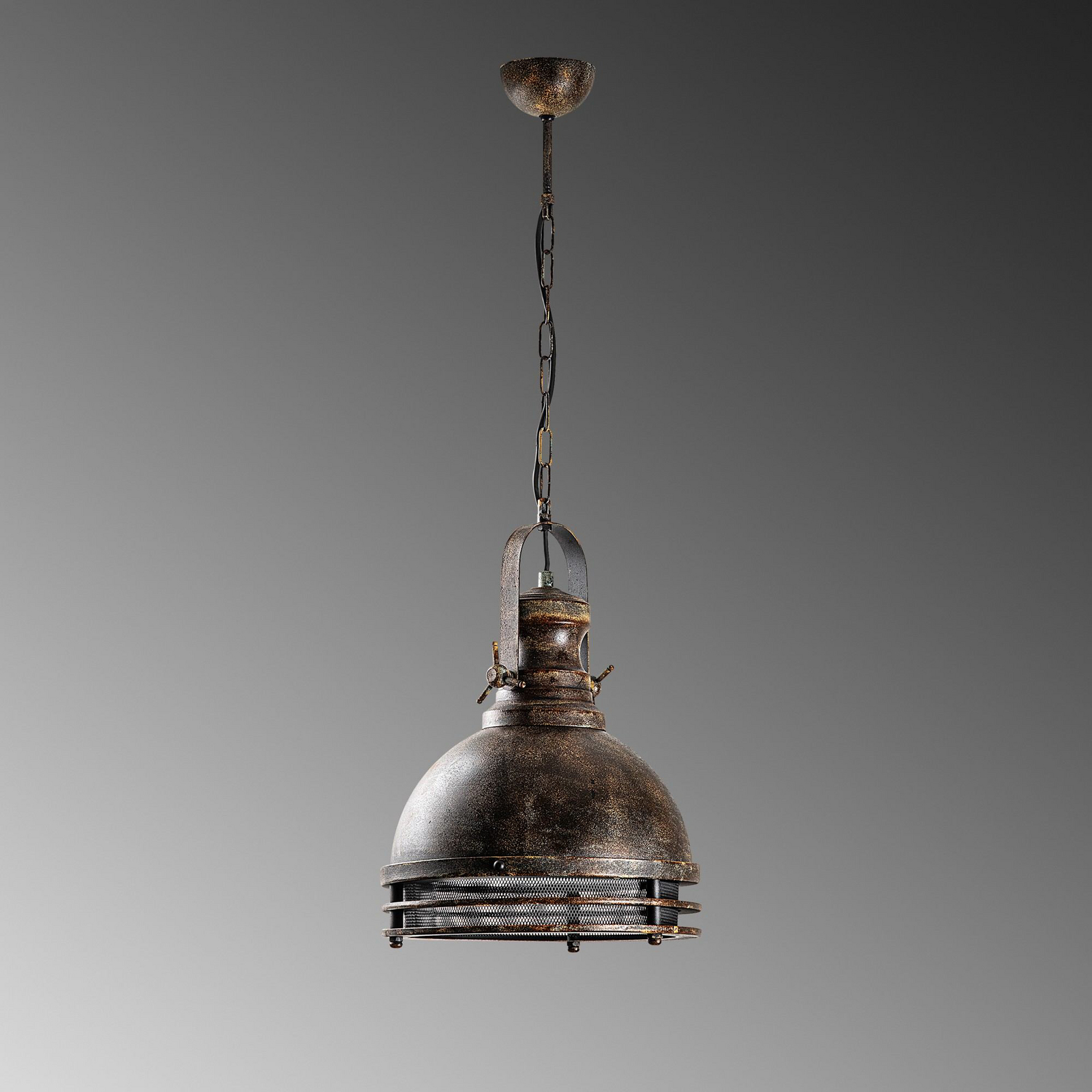 Hängeleuchte Saglam, 1-flammig, altmessing, Ø 30 cm, Metall