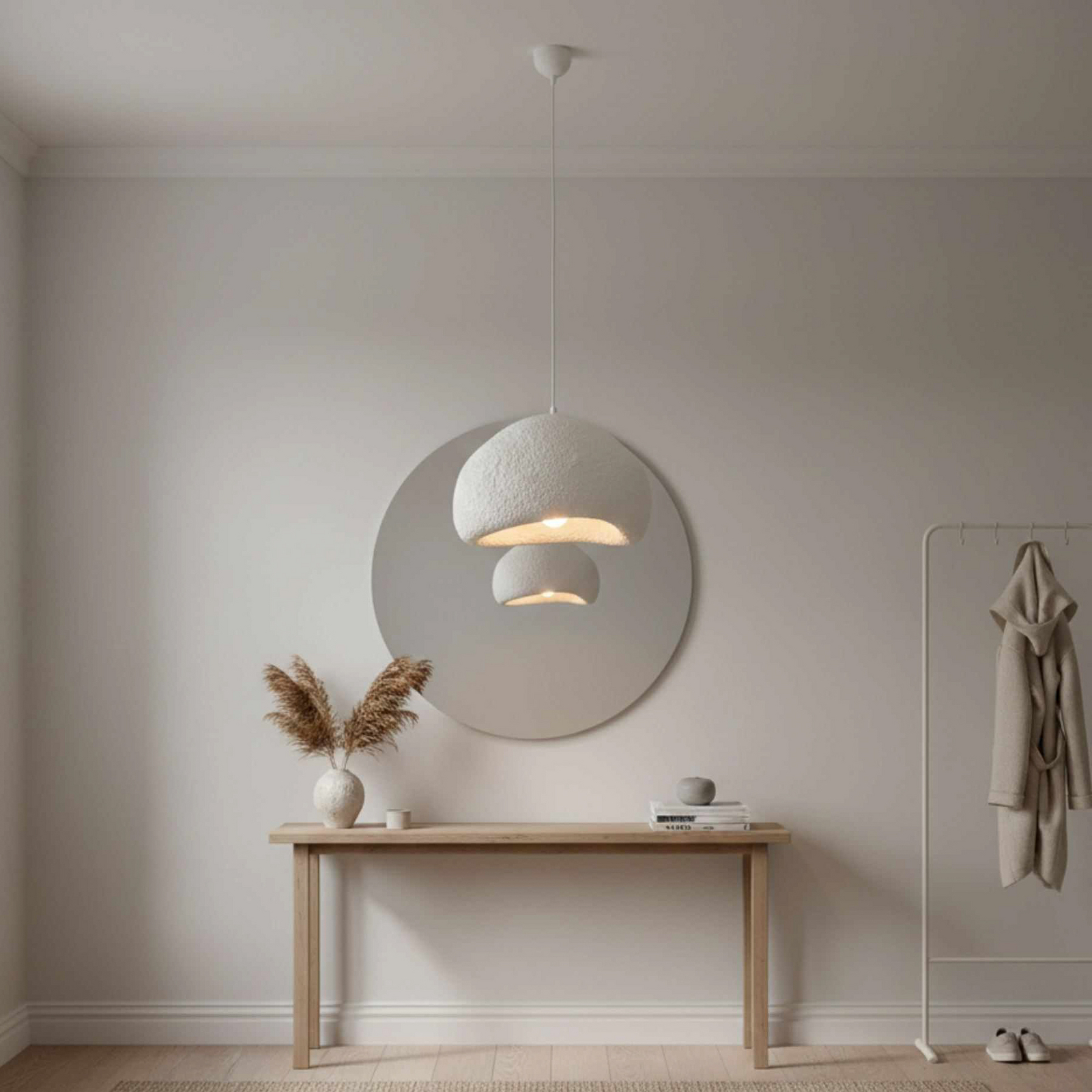 Hanglamp Lora, wit, 40 x 38 cm, glasvezel, E27 Hanglamp Lora, wit, 40 x 38 cm, glasvezel, E27