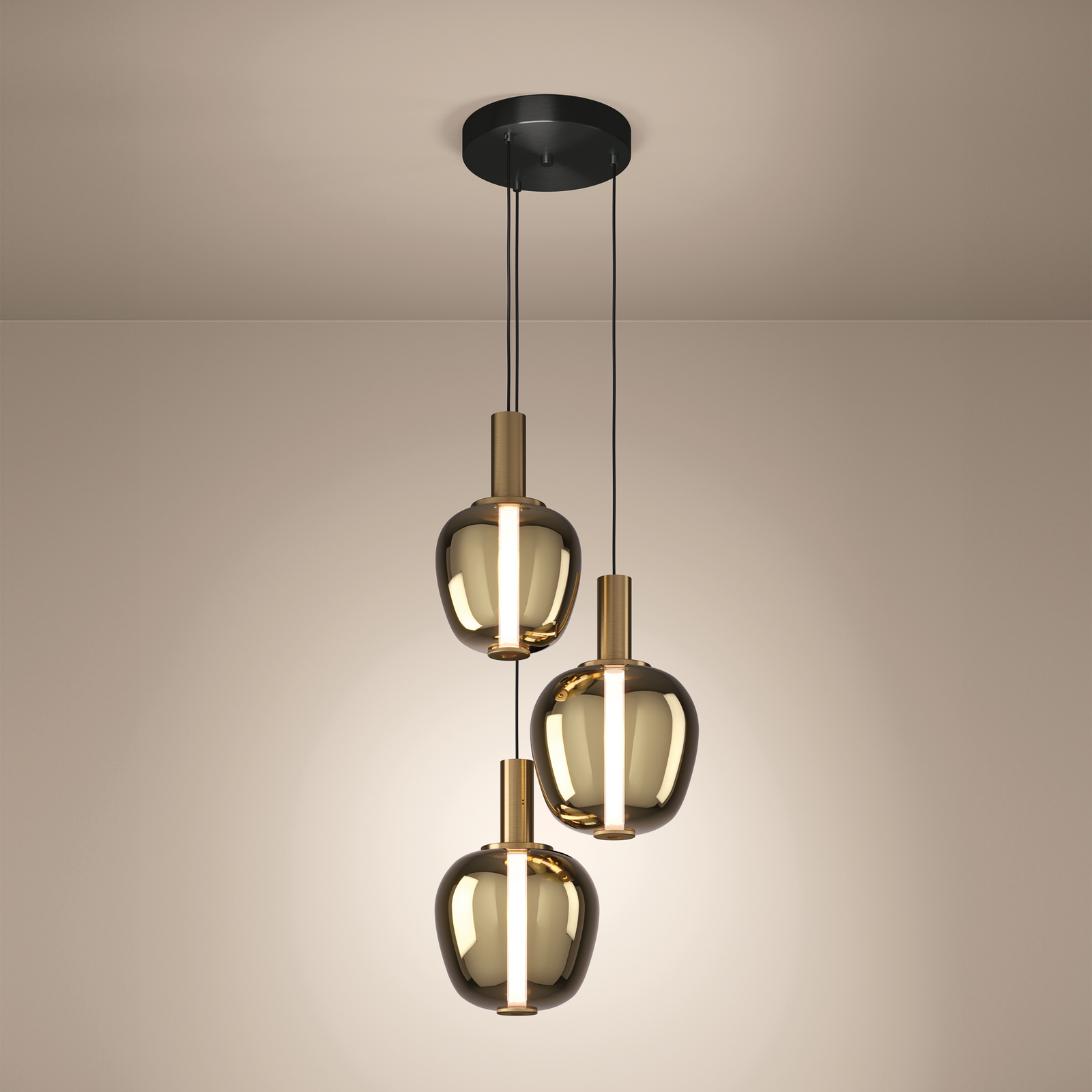 Suspension Fruitera dorée Ø 45 cm, à 3 lampes, CCT - Stars of Light