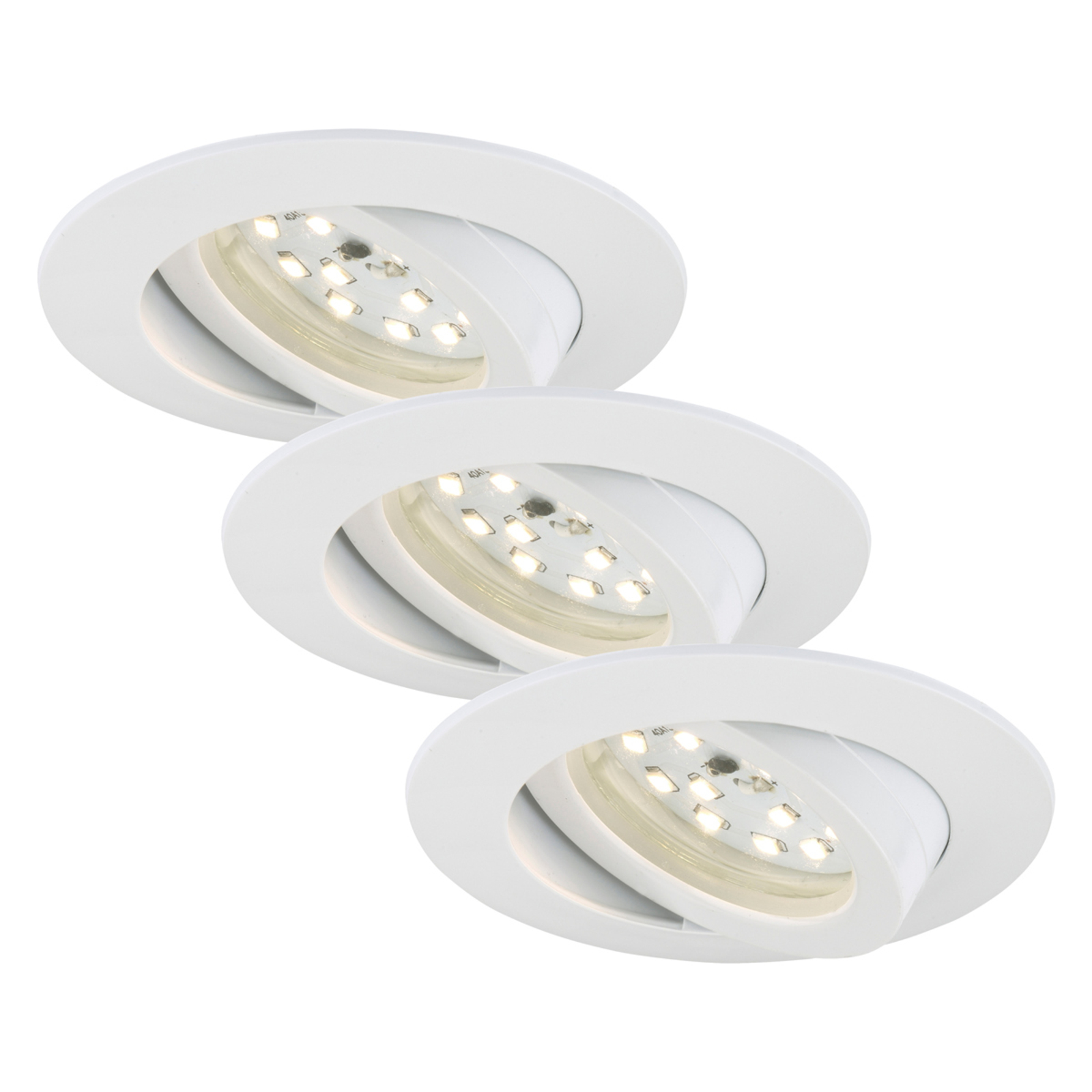 Briloner Svingbar LED-downlight Bert, 3er-sett - dimbar - moderne downlight - taklampe Stue / spisestue - plast