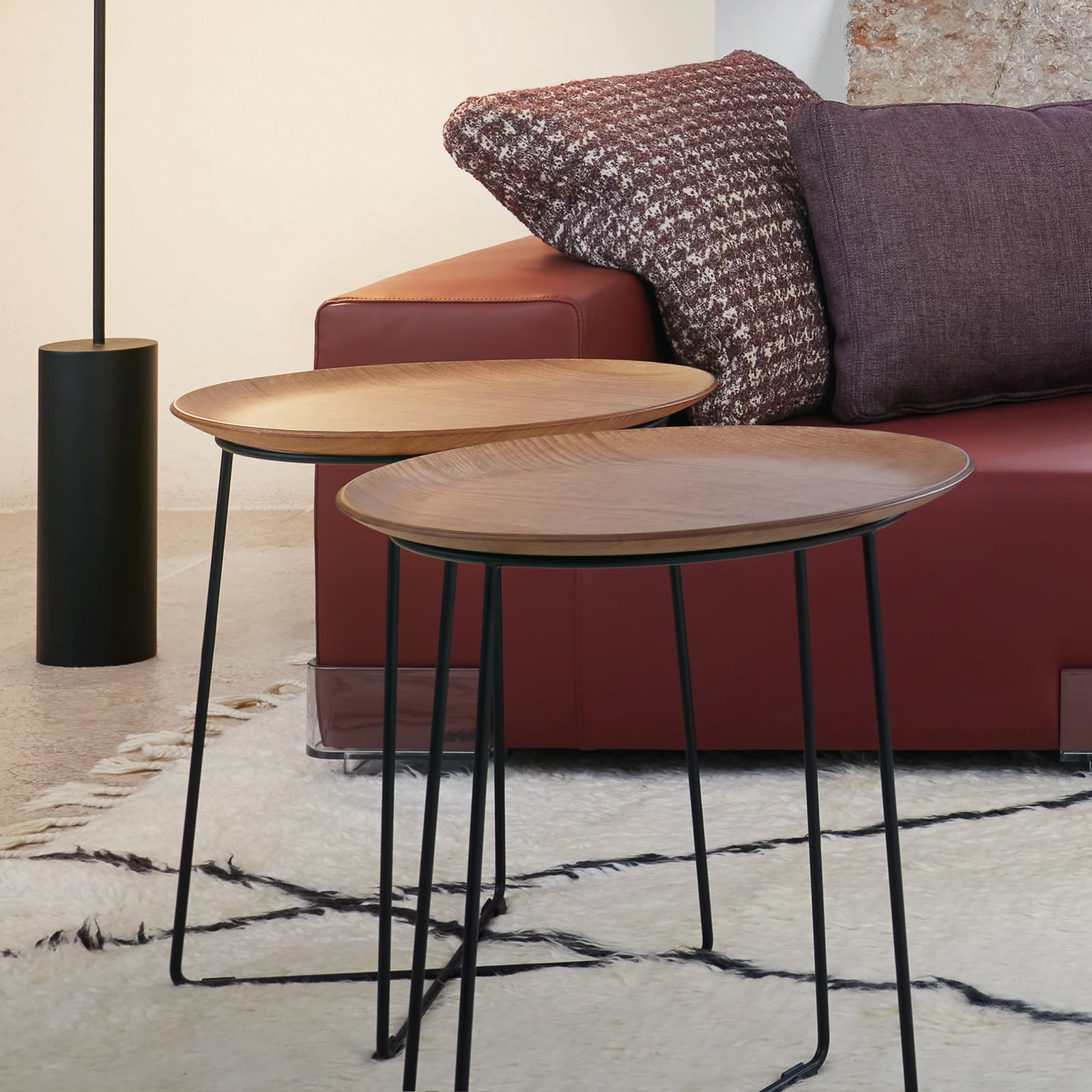 Al Wood table, dark ash/black, 46 cm, metal - Kartell