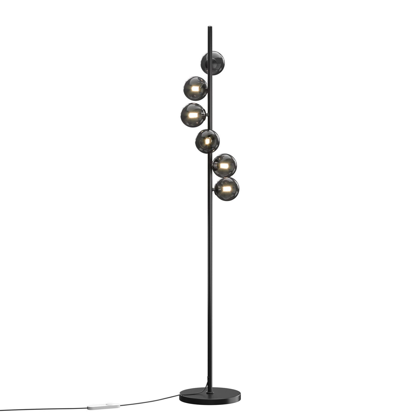Stojacia lampa Dallas, čierna/čierna, výška 150 cm, 6-pl. stmievač