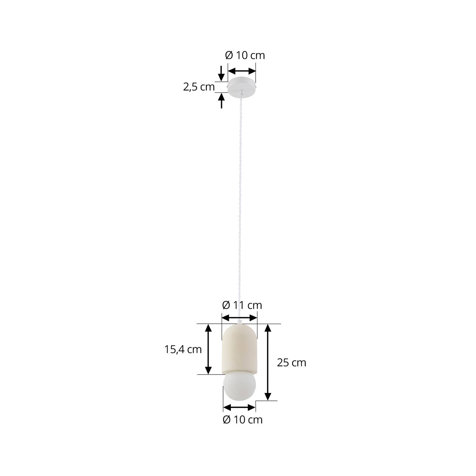 Lampa wisząca Lindby Nielson, Ø 11 cm, beżowa, gipsowa