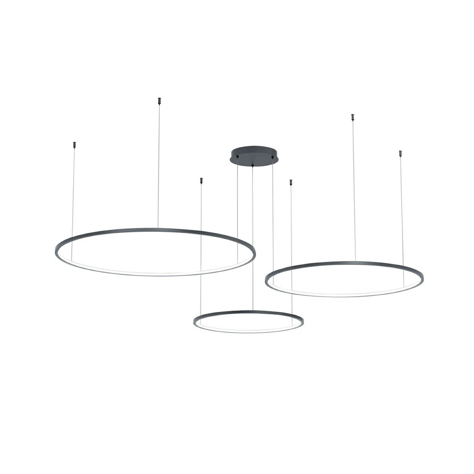 Suspension LED Saturno, noir, à 3 lampes, métal, 4 000 K