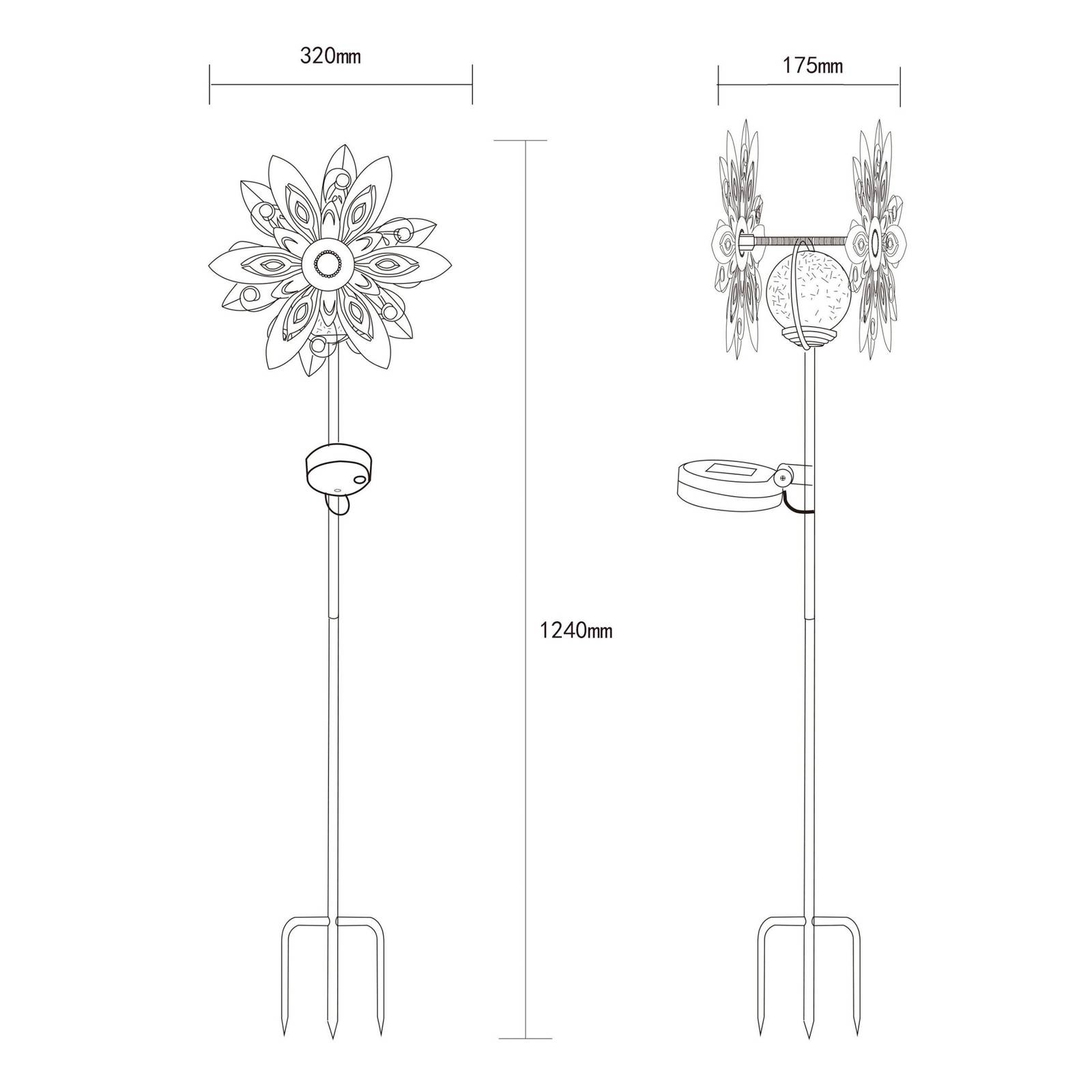 Lampa solarna LED 36578S, szpikulec, srebrny/czarny, metalowy