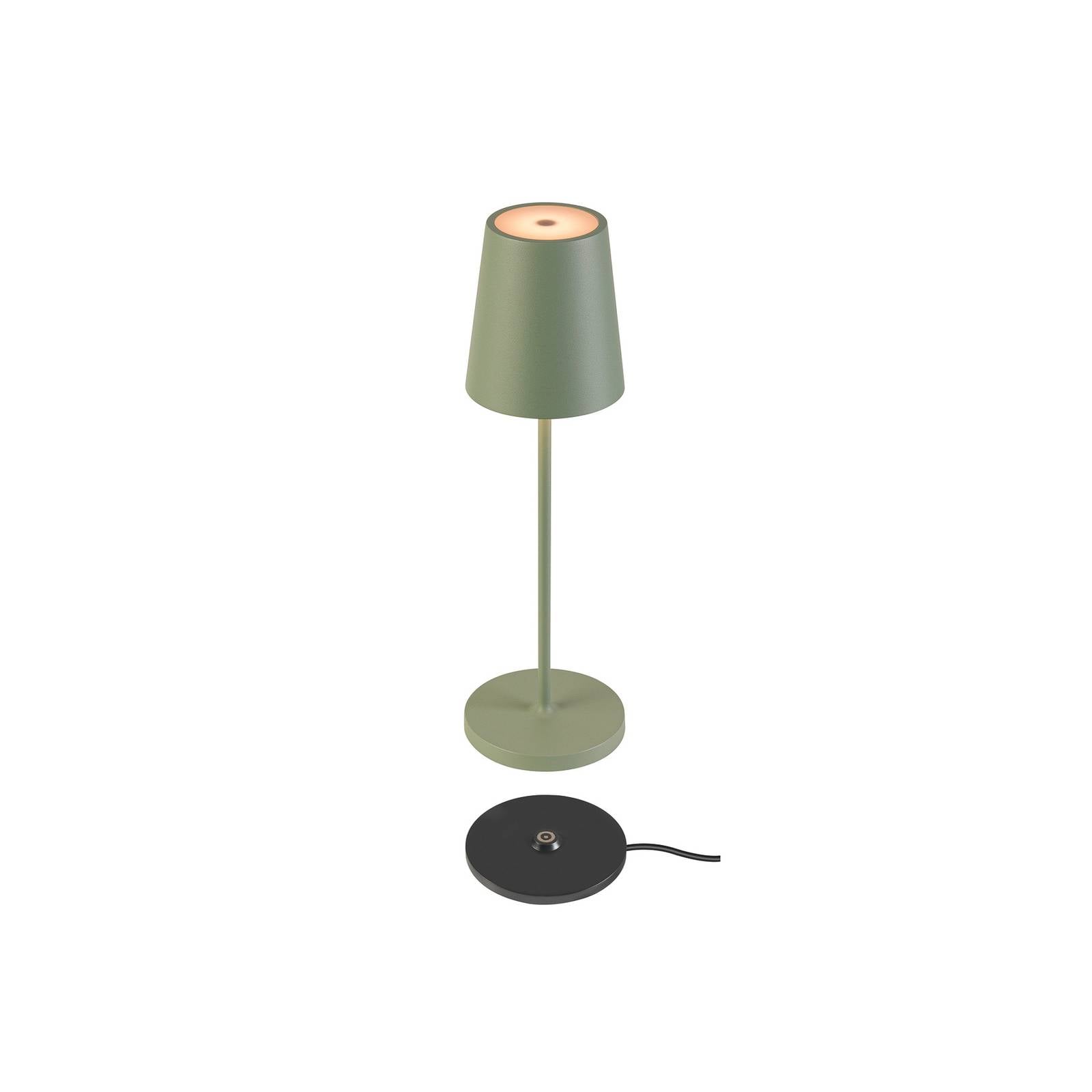 SLV LED-Akkulampe Vinolina Two, grün, Alu, Ø 11 cm, IP65