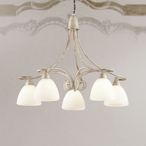 Kronleuchter 1730/5 fünfflammig, elfenbein