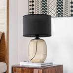 Lampă de masă Melody, înălțime 48 cm, sticlă maro, textil negru
