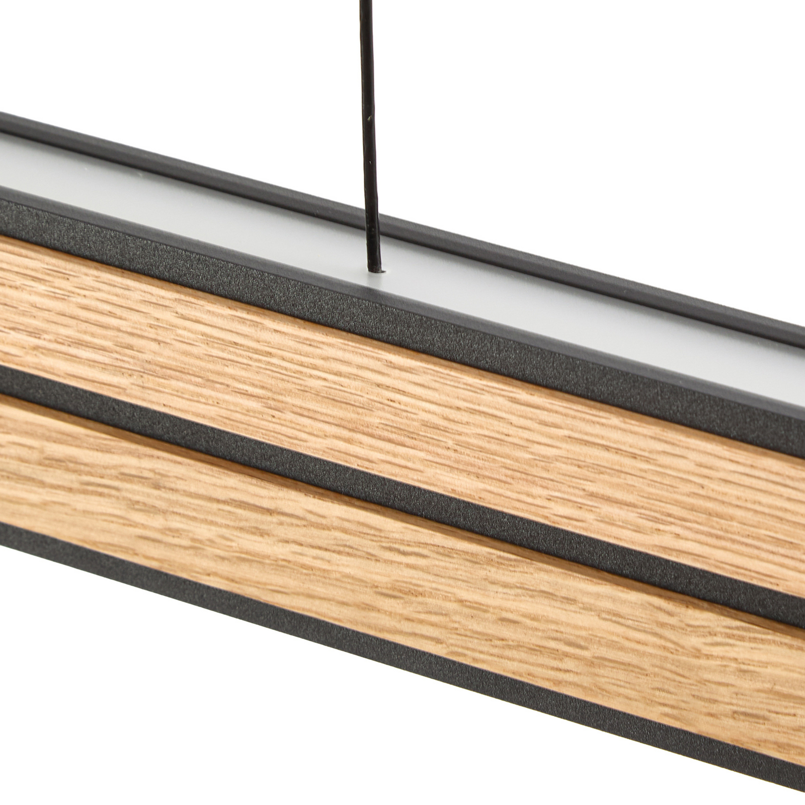Suspension LED Lisene, chêne/noir, CCT, 117 cm - Quitani