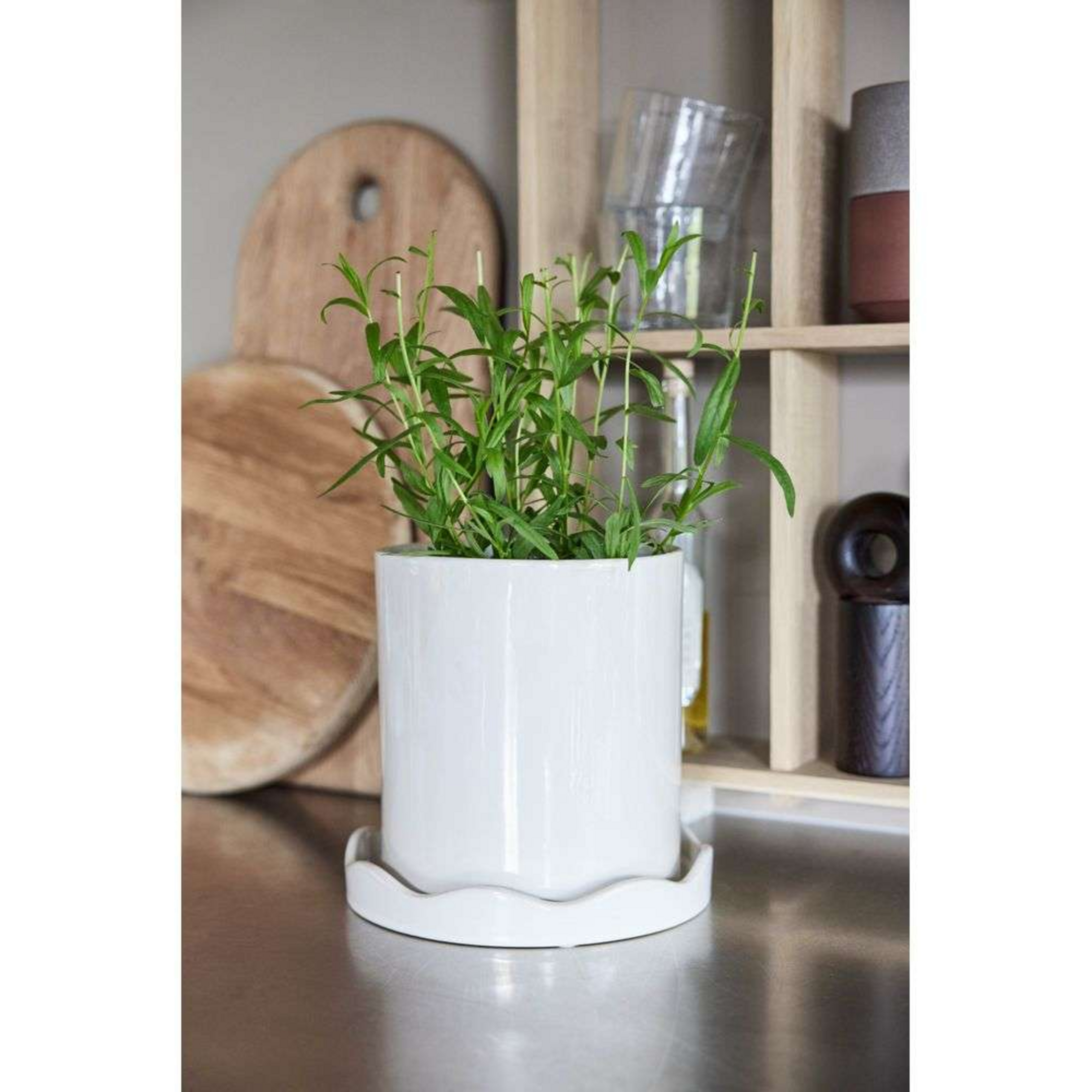 Nami Pot de Fleurs w/Soucoupe Small White - OYOY Living Design