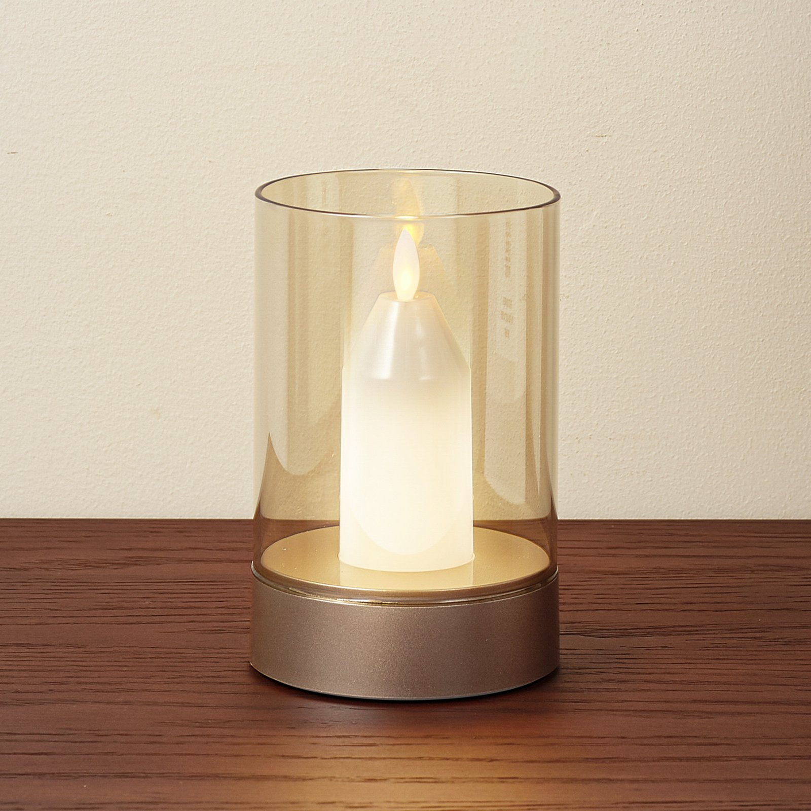 Lindby LED table lamp Lumana, amber, glass, dimmable