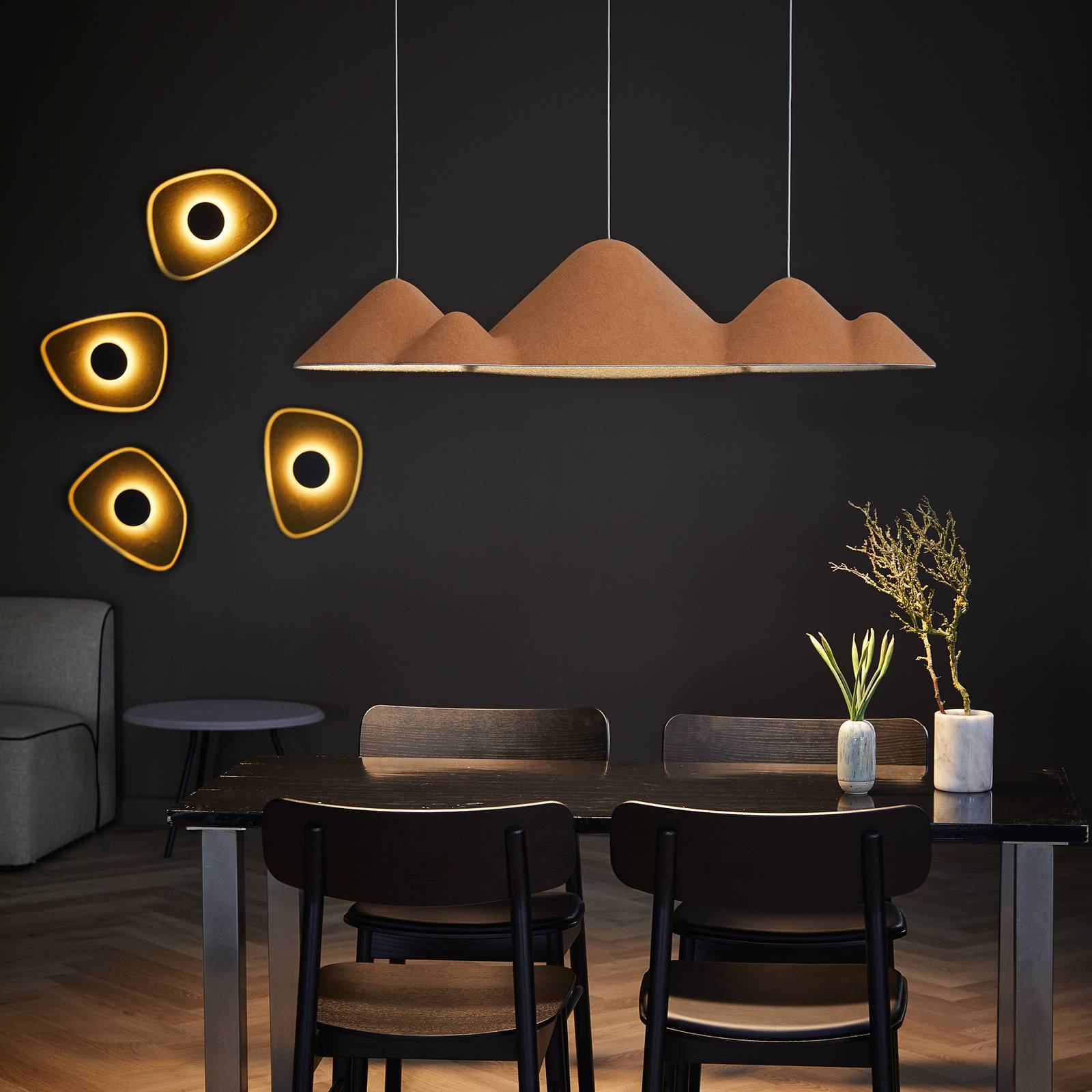 LOOM DESIGN Lampa wisząca LED Panorama, żółty/szary filc 106 cm