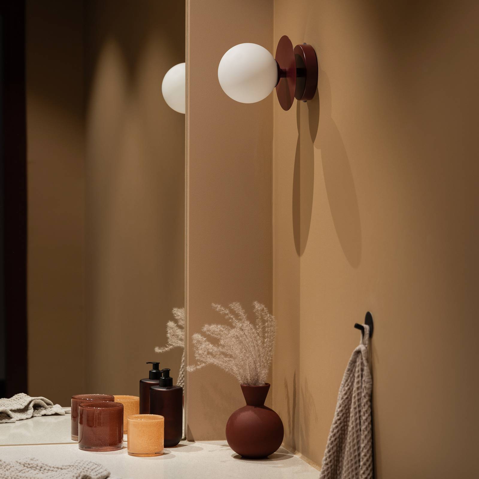 Globen Lighting Lampa ścienna ART DECO bordowy/biały Ø16cm IP44