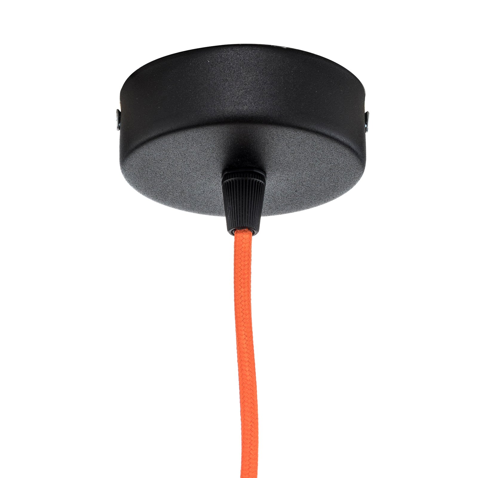 Simple hanging light, black, orange cable