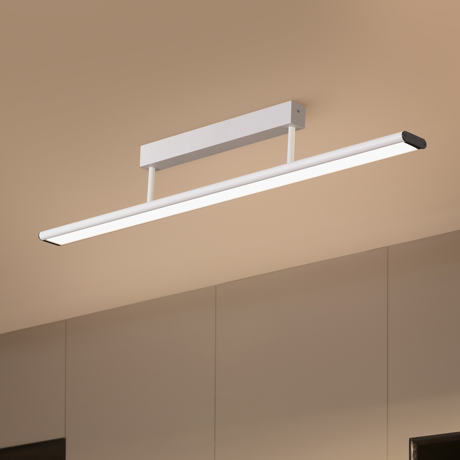 Prios Yuela LED-Deckenlampe, DALI, 100 cm, silber